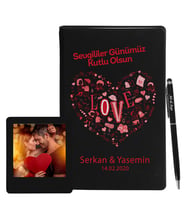 Sevgililer Gününe Özel Siyah Defter Kalem & Instagram Çerçeve Hediye Seti 11