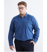 LCWAIKIKI Classic İndigo Büyük Beden Regular Fit Uzun Kollu Gabardin Erkek Gömlek