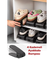 Porsima 5301 10lu Ayakkabı Rampası Ayakkabı Düzenleyici Dolap İçi Organizer- Siyah