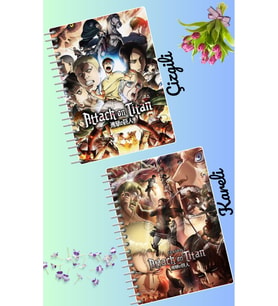 Attack on Titan anime defter seti 2 adet A4 boyutu 21*30 çizgili + kareli 60 syf