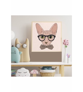 Yenilikçi Kedi 4 Çocuk Odası Ahşap Çerçeve Tablo