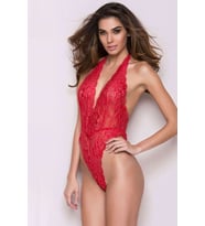 TİSTA Kadın Kırmızı Dantelli Body Gecelik