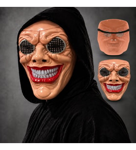 Kırmızı Ağız ve Beyaz Diş Detaylı File Gözlü Maske