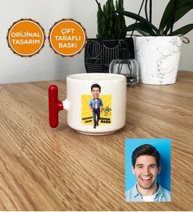 Kişiye Özel Karikatürlü Baba Hediye T Kupa Bardak Babaya Babalar Günü Doğum Günü Hediyesi (Kırmızı)