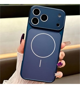 ?Phone 14 Pro Max ile Uyumlu 17 Pro Max G�r�n�ml� Magsafe Destekli Kablosuz ?arj �zellikli Kamera Lens Korumal? ??k Metal G�r�n�ml� Telefon K?l?f?