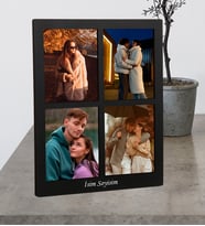 Kişiye Özel 4 Fotoğraflı Siyah Ahşap Mdf Resimli Kolaj Premium Masaüstü Çerçeve