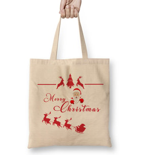 Yılbaşı Yeni Yıl Konseptli Merry Christmas 023 Bez Çanta Uzun Saplı