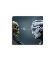 DBSanatevi Robot Ve Insan Kafatası Tablo - 107275 - 40x30 Cm