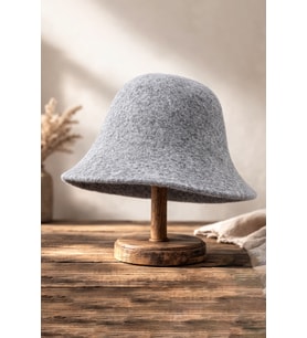 Gri Yün Çan Şapka – Minimal Bell Hat  Soft Form Series