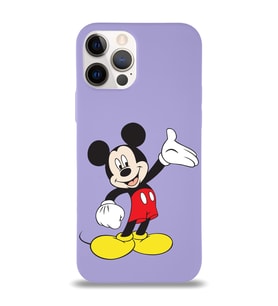 Apple iPhone 12 Pro Max  Lansman Kılıf Mickey Mouse Tasarımlı Altı Kapalı İçi Kadife Kaplı  Kapak (Şeffaf)