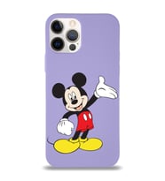 Apple iPhone 12 Pro Max  Lansman Kılıf Mickey Mouse Tasarımlı Altı Kapalı İçi Kadife Kaplı  Kapak (Şeffaf)