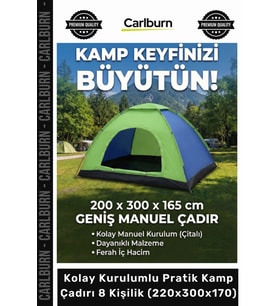 Özel Üretim Su Geçirmez Geniş Outdoor Kolay Kurulumlu Pratik Kamp Çadırı 8 Kişilik 220x300x170
