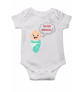 Şintürk Sevimli Bebek Ve Ses Veyin Oydamısınız Baskılı Body & Zıbın