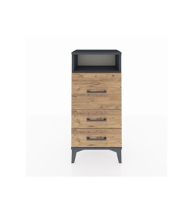 Arges Komodin Tek Raflı 3 Çekmeceli 44x30x96 Antrasit-Çam