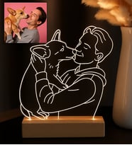 BK Gift Kişiye Özel Evcil Hayvan Line Art Tasarımlı Dekoratif Led Lamba, Gece Lambası, Sevgiliye Hediye, Işıklı Pleksi Biblo, Arkadaşa Hediye