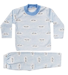 Erkek Bebek Bulut Desenli Alt Üst Mavi 2'li Pijama Takım