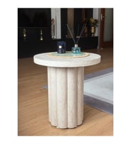 Atina Traverten Yan Sehpa 50x50 H-52 cm