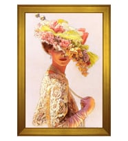 Kadın Motifli Kanvas Tablo 50 x 70 cm Gold Çerçeve