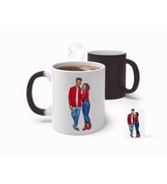 BK Gift Kişiye Özel Tam Boy Sevgililer Karikatürlü Sihirli Kupa Bardak-1 (Beyaz)