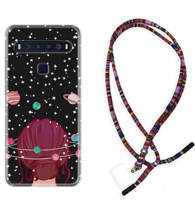 TCL 10L 10 Plus 10SE 20E 20SE 30 L7 Kılıf Boyun Asklı Rasta Silikon Space Woman 1311