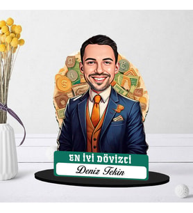 Kişiye Özel Erkek Dövizciye Hediye Karikatürlü Biblo