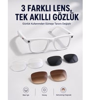 Yapay Zeka Destekli Akıllı Gözlük Dahili Kameralı Bluetooth Müzik ve Arama Özellikli Ses Kontrollü Değiştirilebilir Lensli