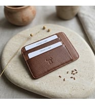 %100 Hakiki Deri Minimalist Tek Parça Ultra İnce Oval Kredi Kartlık ve Cüzdan