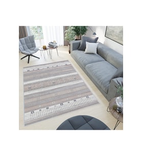 Rovigo Home Dijital Baskı Yıkanabilir Kaymaz Taban Salon Halısı RVG0427 (Bej)