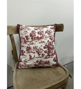 Toile De Jouy Monet Kırlent Kılıfı 43x43 cm  %100 Pamuk Dijital Baskılı  Country Tarzı Fransız Dekoratif Yastık Kılıfı