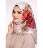 Çiçek Detaylı İçi Dolu El İşi İğne Oyalı Yazma Çok Renkli (Gri)