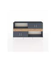 Arges Konsol 3 Raflı 2 Çekmeceli 4 Kapaklı 176x30x99 Antrasit-Antrasit/Çam