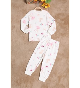 Kız Çocuk Ekru Karakter Baskılı Pijama Takımı 25041
