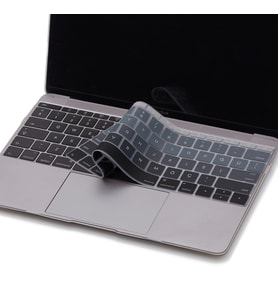 MacBook Pro Klavye Koruyucu 13inc A1708 12inc A1534 İngilizce Türkçe Baskı Ombre (Siyah-Gri)