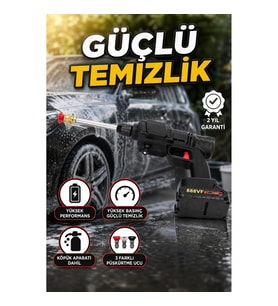 Şarjlı Basınçlı Yıkama Tabancası – 3 Püskürtme Ucu ve Köpük Aparatlı