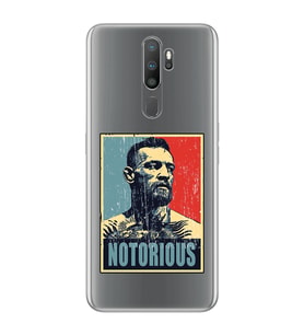 Oppo A5 2020 / A9 2020 Uyumlu Conor Mcgregor Notorious Desenli Şeffaf Telefon Kılıfı
