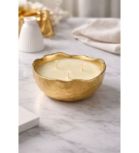 Üç Fitill Doğal Soya Wax Vanilya Kokulu Dekoratif Kase Hediyelik Dekor (TEKLİ)