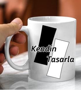Kişiye Özel Kendin Tasarla Siyah Beyaz Taraftar Tasarımlı Beyaz Kupa Bardak