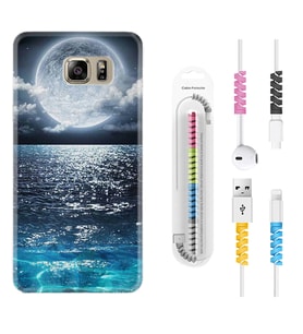 Samsung S7 Edge S20 Fe Plus Ultra S21 S22 Kılıf Kablo Koruma Spiral Silikon Great Moon 1301