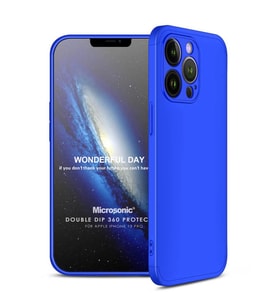 Microsonic Apple iPhone 13 Pro Kılıf Double Dip 360 Protective Mavi
