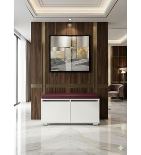 MONTI 80 cm Minderli Oturaklı Ayakkabılık  2 Kapaklı Beyaz Ayakkabı Dolabı Beyaz Deri Puflu Bench