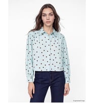 LCW Modest Mavi Puantiyeli Poplin Kadın Gömlek