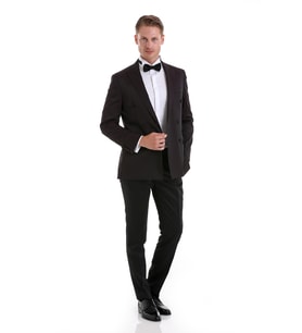 Hatemoğlu Bordo Slim Fit Düz Sivri Yaka Klasik Kruvaze Smokin Damatlık