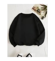 Üç İplik Biskilet Yaka Basic SweatShirt - Siyah