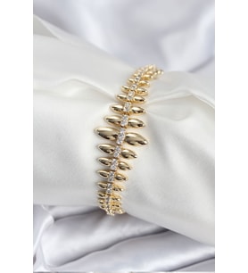 Pirinç VIP Seri Gold Renk Sıralı Damla Model Kadın Bileklik 5886 - SSSSSS2045-1463