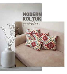 Çift Tarafı Baskılı Dekoratif Modern Kırlent Kılıfı Ve Silikon Dolgulu Iç Yastık