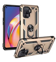 Oppo Reno 5 Lite Kılıf Zore Vega Yüzüklü Standlı Zırh Kılıf (Gold)
