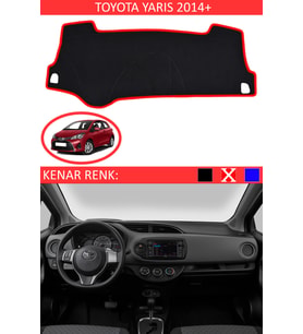 Toyota Yaris 2014 + İçin Uygun Torpido Koruma Halısı Siyah Kenar Renk Kırmızı