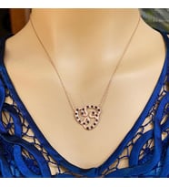 Rose Kaplama Siyah taşlı Vav Gümüş Kolye (Karışık)