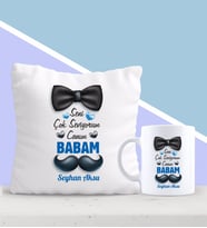 BK Gift Kişiye Özel Canım Babam Tasarımlı Yastık ve Kupa Seti-1 (Model 1)