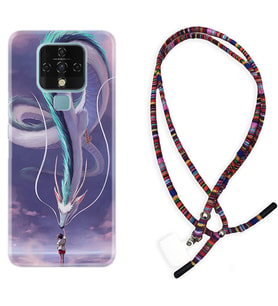 Tecno Camon 16 18P Pova Kılıf Boyun Asklı Rasta Silikon Kız ve Ejderha 1742